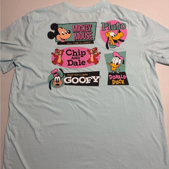 Disney Tops - Disney Mickey Mouse Character Tee, Light Blue Pocket T-Shirt, XXL #1005
